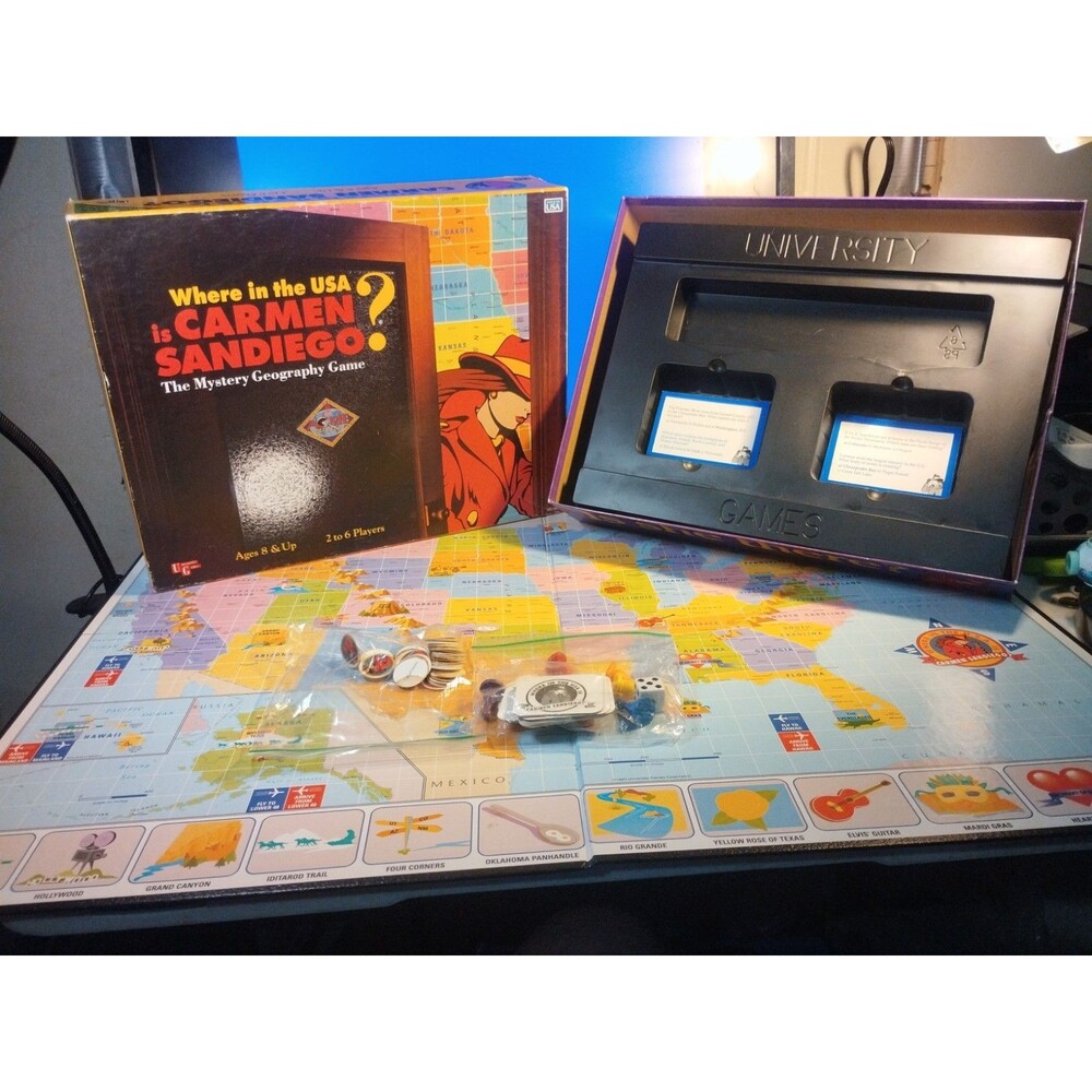 Where in the USA is Carmen Sandiego?  Board Game 1993 - Incomplete/For Parts